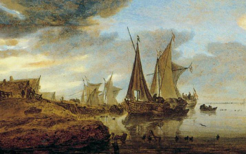 Sailing Boats near a Village