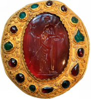 Carnelian gemstone with Ptolemaic queen engraved on it