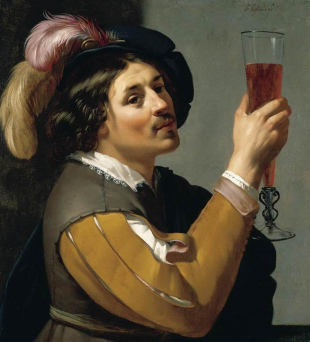 Young Man Drinking a Glass of Wine
