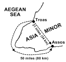 Apostle Paul's land travel from Troas to Assos