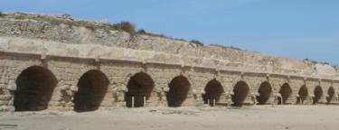 Roman Aqueduct Ruins in Caesarea