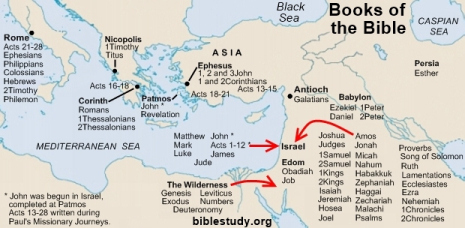 Locations where Bible book written