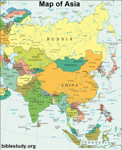 world map asia. Map of Asia