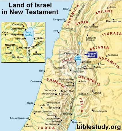 Map showing location of New Testament cities