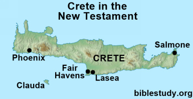 Island of Crete in the New Testament Map