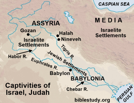 Location of Habor River where Israelites taken captive Map