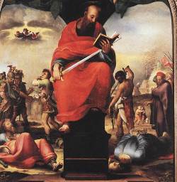 Painting showing death of Saint Paul by Beccafumi