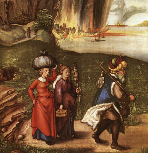 Lot Fleeing with his Daughters from Sodom
