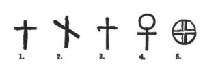 Picture showing versions of crosses used by pagan religions