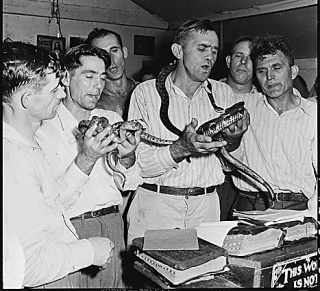 Snake handling at a Pentecostal church in 1946