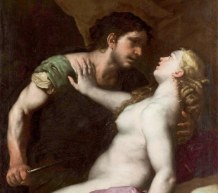 Tarquin threatening Lucretia