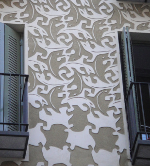 Escher inspired facade on building