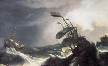 Ship in distress at sea