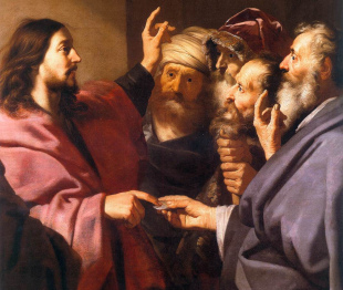 Jesus using tribute money to teach