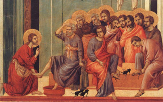 Jesus washing the feet of the disciples