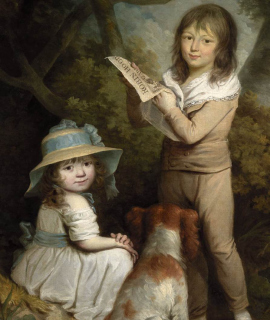 Two Children with a Spaniel