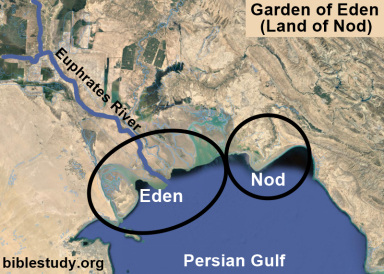 Location of the Land of Nod near the Garden of Eden