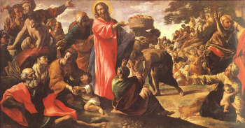 Jesus miraculously multiplies the bread and fishes by Lanfranco