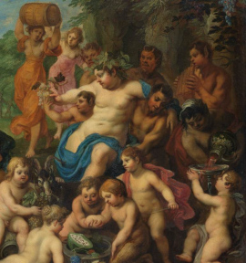Bacchus surrounded by satyrs and children