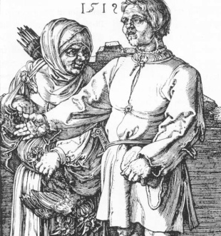 Peasant and wife at market