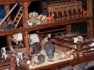 Interior view of Noah's Ark showing animals