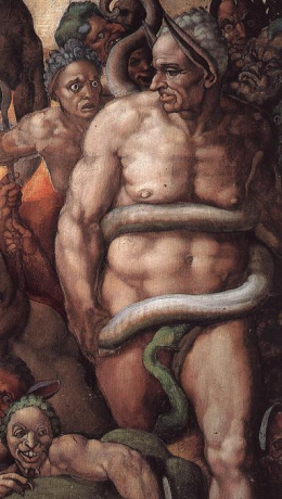 Minos, god of the underworld, from Michelangelo's Last Judgment Fresco