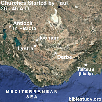 Churches Started by Apostle Paul - 36 to 46 AD