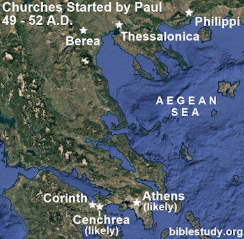 Churches Started by Apostle Paul - 49 to 52 AD