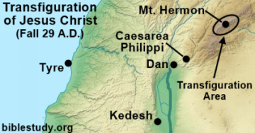 Location of Jesus' Transfiguration Map