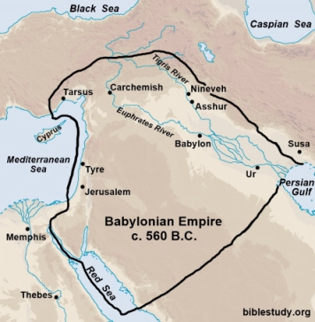 Babylonian Empire at its peak in 560 B.C. map