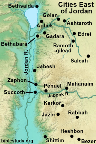 Ancient Israel Cities East of Jordan River Map