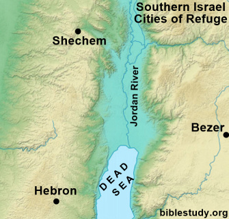 Cities of Refuge in Southern Israel Map