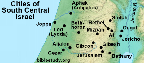 Cities of South Central Ancient Israel Map