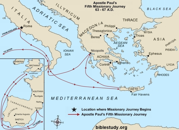 Apostle Paul's Final Missionary Journey Large Map