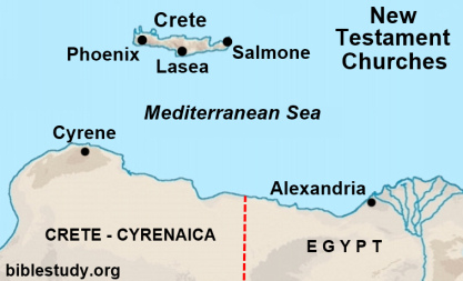 Crete, Cyrene New Testament Churches Map