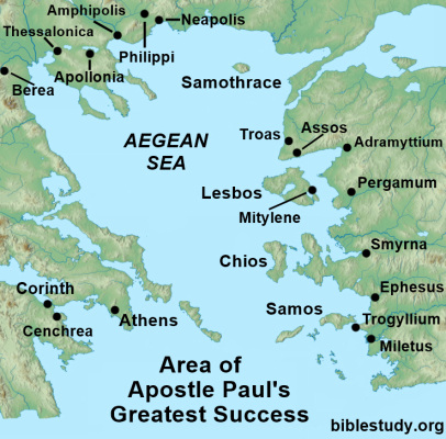 Map of Apostle Paul's Greatest Missionary Successes!