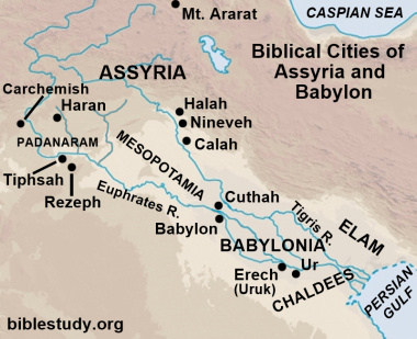 Location of Chaldees and Babylon Map