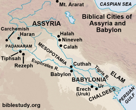 Biblical Cities of Assyria and Babylon Map