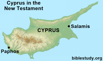 Island of Cyprus in the New Testament Map