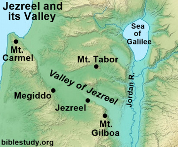 Location of Jezreel and its Valley in Ancient Israel Map