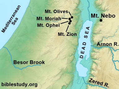 Mountains and Rivers in Southern Israel Map