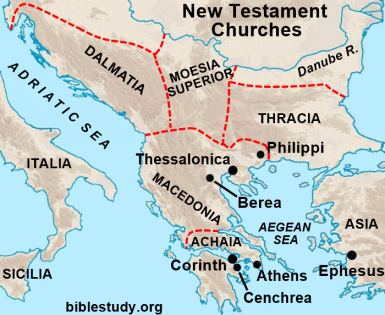 Map of New Testament Churches in Greece