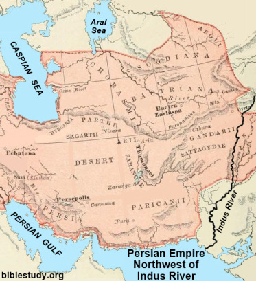 Persian Empire Northwest of Indus River Map