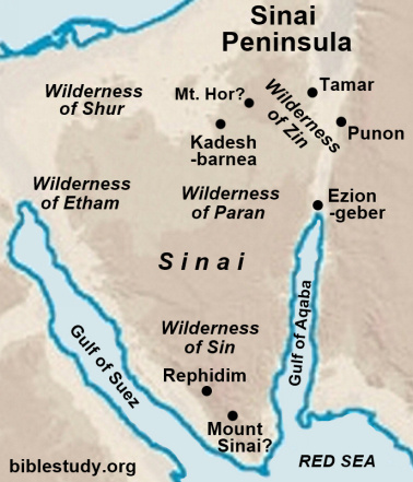 Location of Red Sea near Sinai Peninsula Map