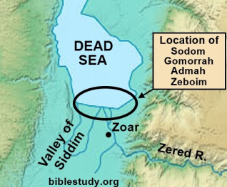 Location of Admah near Sodom and Gomorrah Map