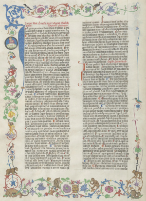 Ornate Page from Giant Mainz Bible of 1452