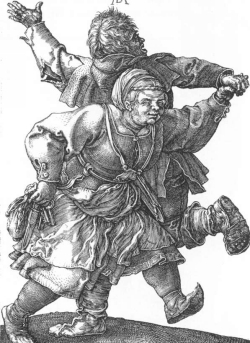 Peasant couple dancing