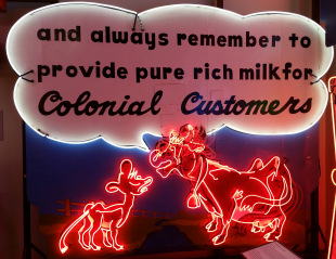 Vintage animated neon ad for milk