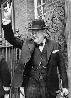 Winston Churchill giving Victory Sign