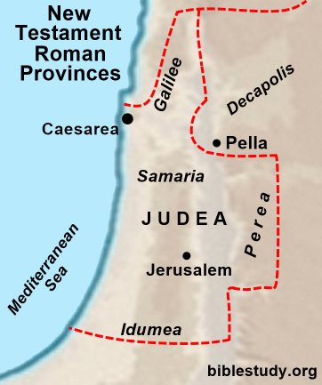 Map of New Testament Roman Provinces in Judea